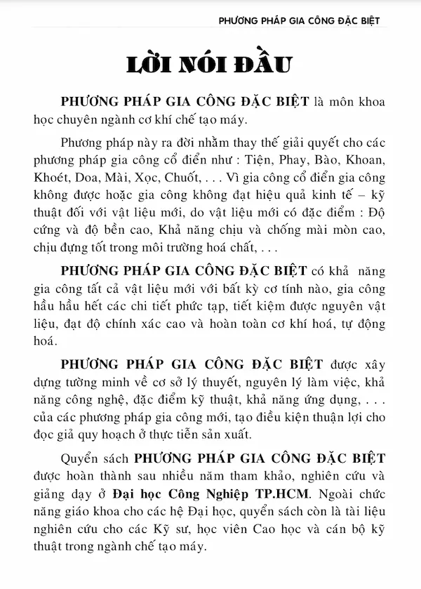 Phương Pháp Gia Công Đặc Biệt