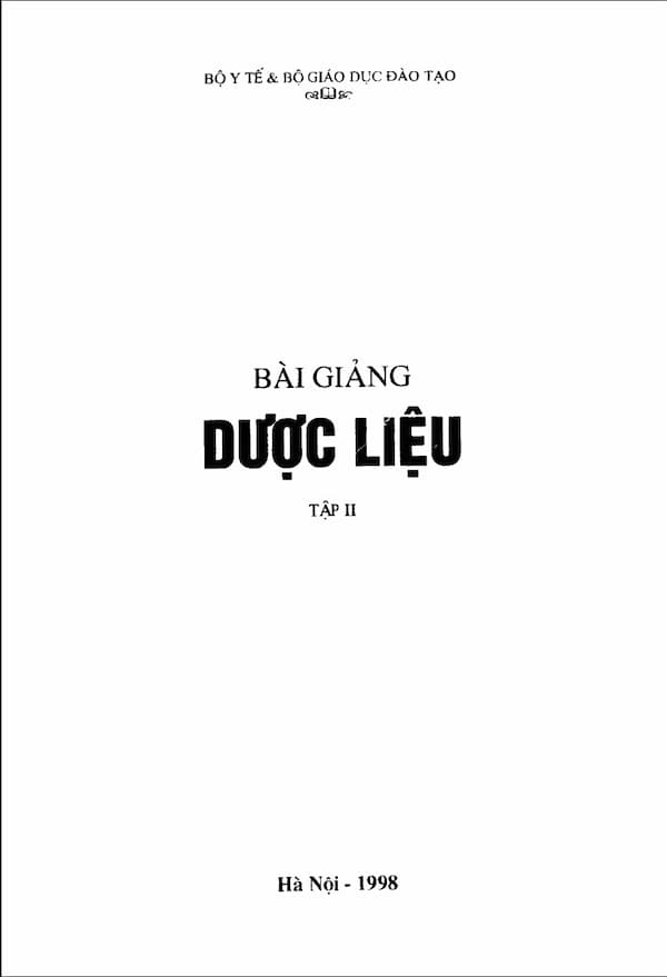 Bài giảng Dược liệu – Tập 2