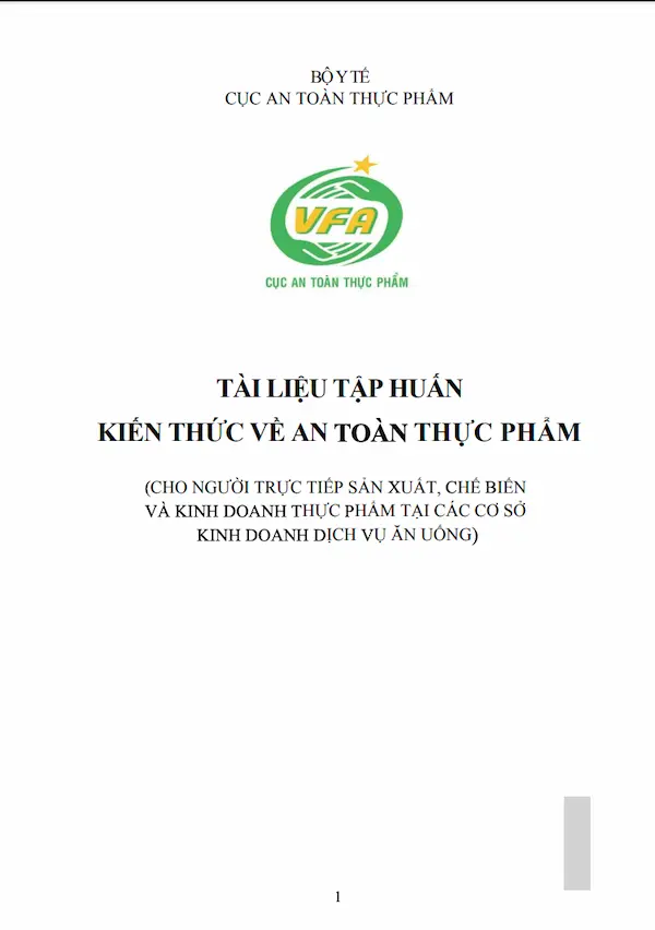 Tài liệu tập huấn kiến thức về an toàn thực phâm