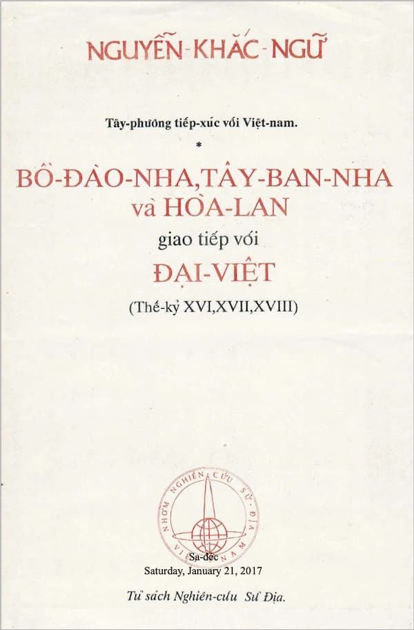 Bồ Đào Nha, Tây Ban Nha và Hòa Lan giao tiếp với Đại Việt thế kỷ 16-17-18