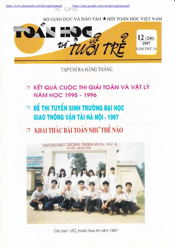 Tạp Chí Toán Học Và Tuổi Trẻ Số 246 Tháng 12 Năm 1997