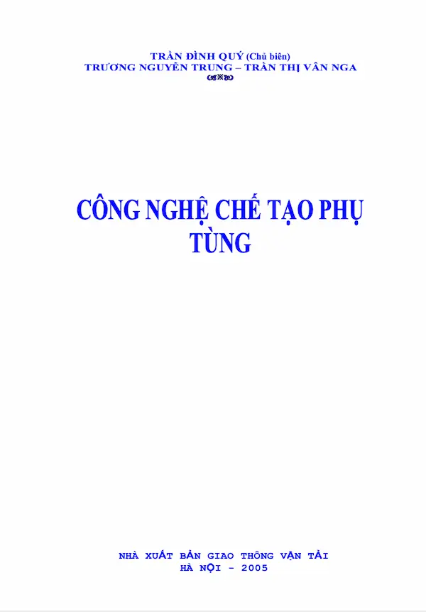 Giáo trình Công nghệ tạo Phụ Tùng