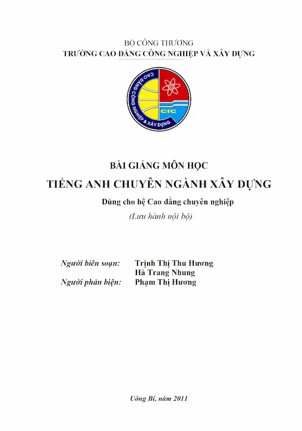 Bài Giảng Môn Học Tiếng Anh Chuyên Ngành Xây Dựng