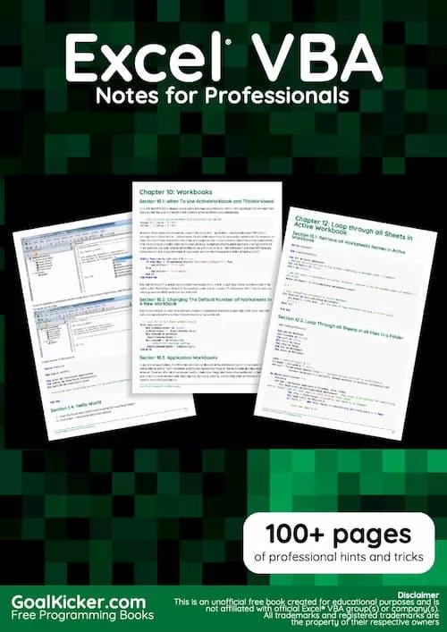 Excel VBA Notes for Professionals