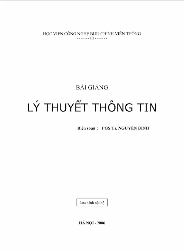 Bài Giảng Lý Thuyết Thông Tin