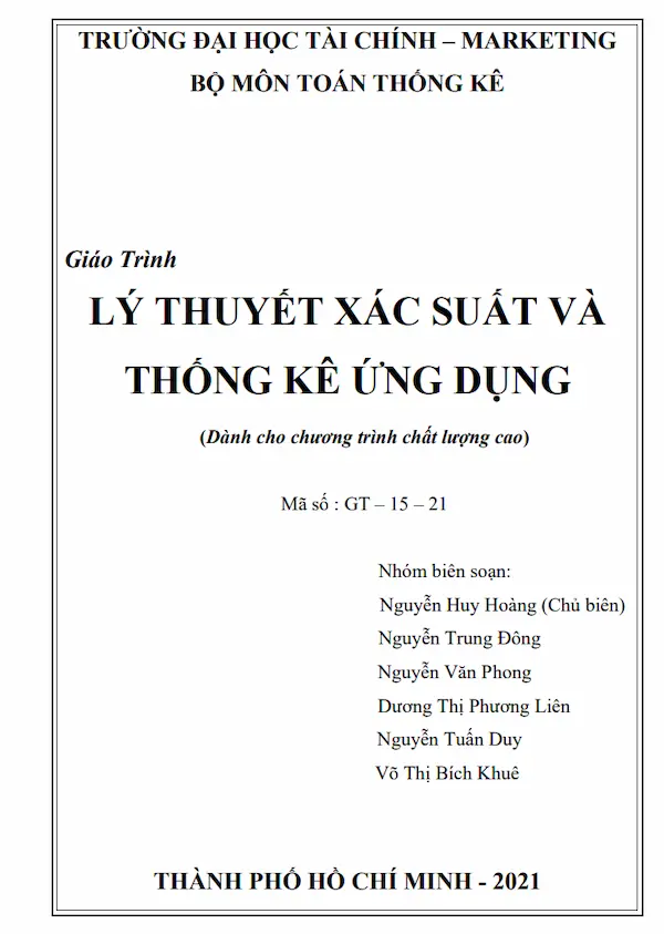 Giáo trình lý thuyết xác suất và thống kê ứng dụng