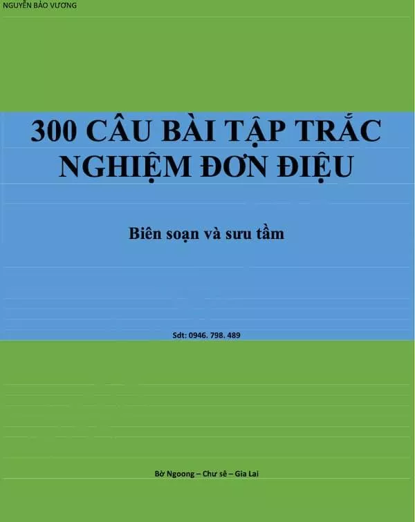 300 câu trắc nghiệm đơn điệu hàm số (kèm đáp án)