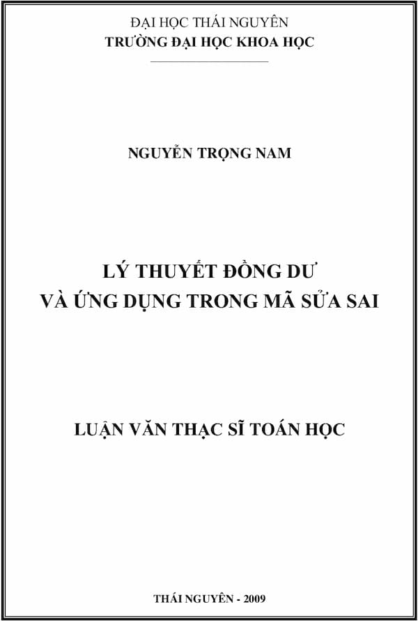 Lý thuyết đồng dư và ứng dụng trong mã sửa sai