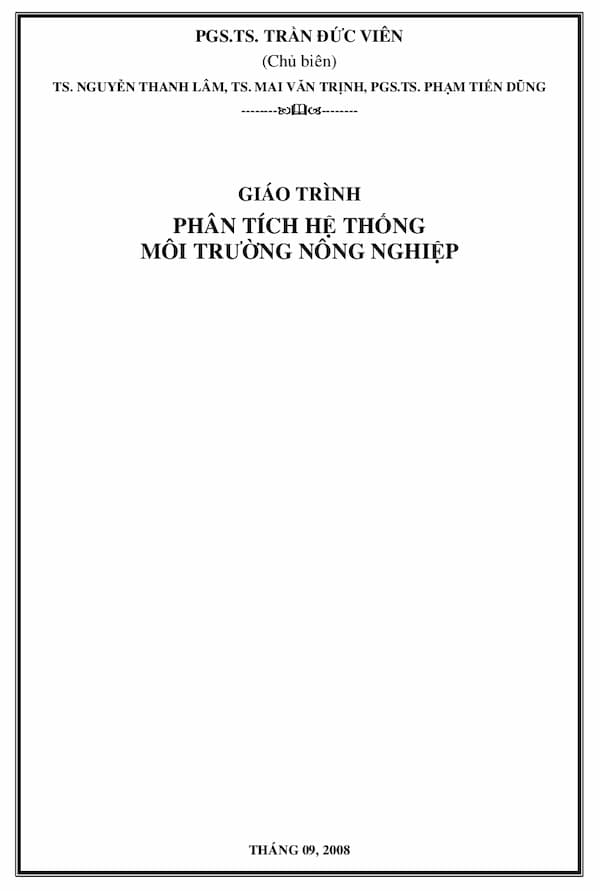 Giáo trình phân tích hệ thống môi trường nông nghiệp