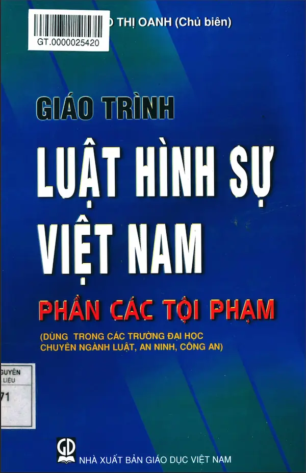 Giáo trình luật hình sự Việt Nam – Phần các tội phạm