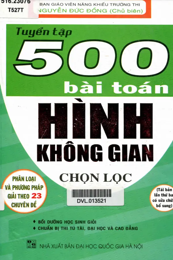 Tuyển Tập 500 Bài Toán Hình Không Gian Chọn Lọc