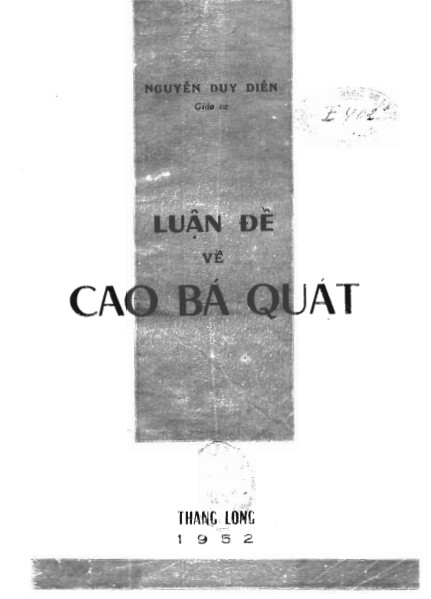 Luận Đề Về Cao Bá Quát – Nguyễn Duy Diễn PDF EPUB