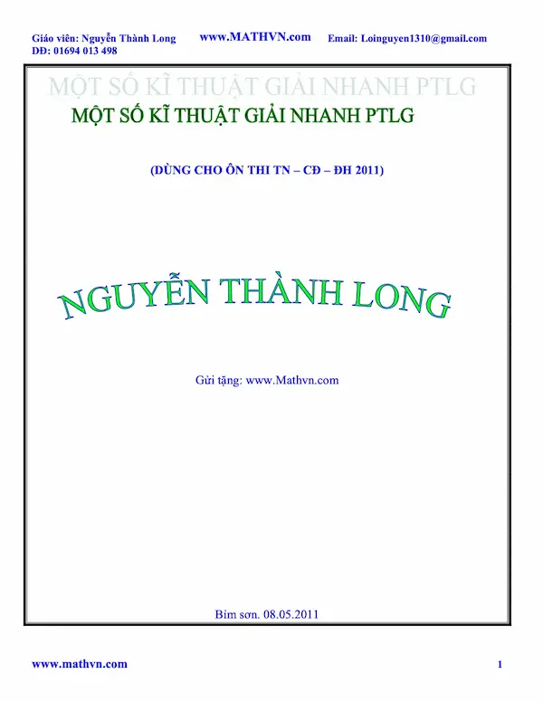 Một số kỹ thuật giải nhanh phương trình lượng giác