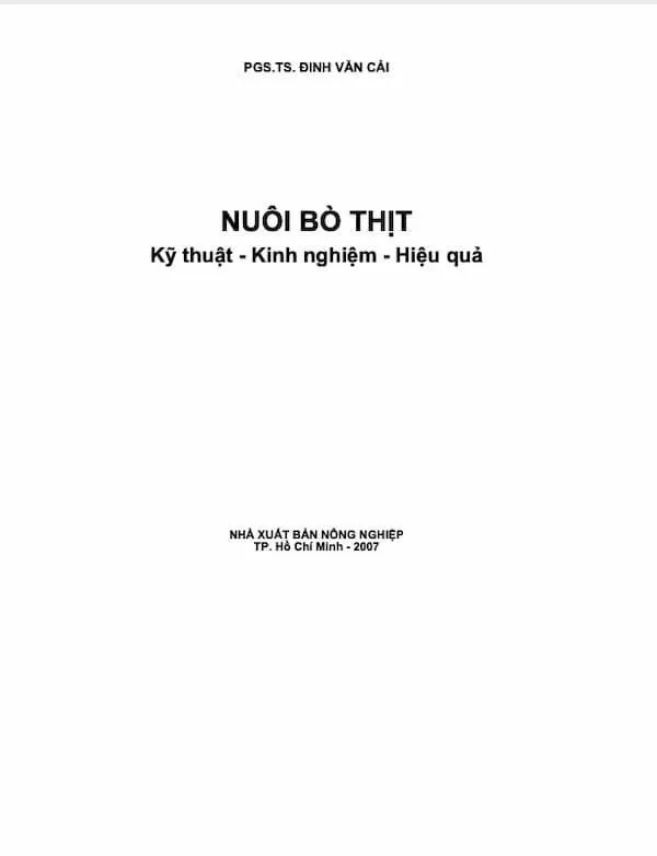 Nuôi bò thịt – Kỹ thuật – Kinh nghiệm – Hiệu quả