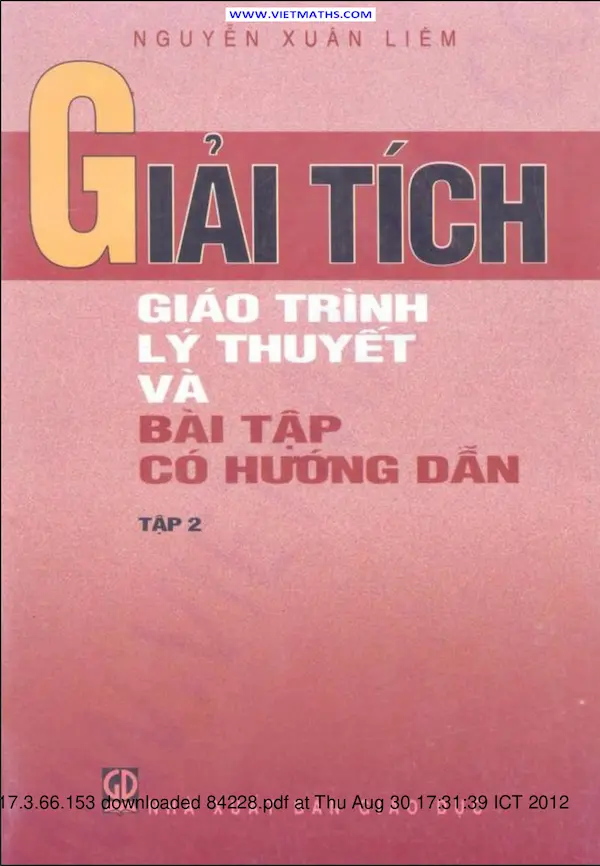 Giải tích – Giáo trình lý thuyết và bài tập có hướng dẫn – Tập 2